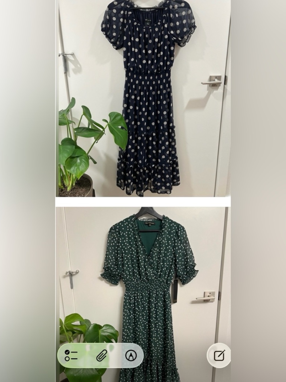 Polka Dot Midi Dress - Navy and Green Options